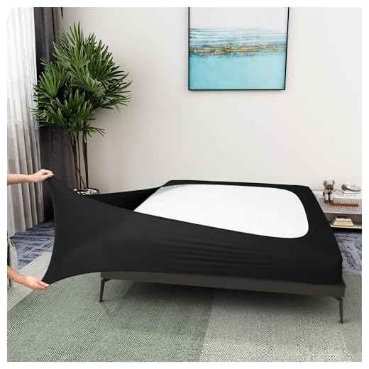 Box Spring Cover King Size - Jersey Knit & Stretchy Wrap Around 4 Sides Bed Skirt for Hotel & Home - King/Cal King, Black