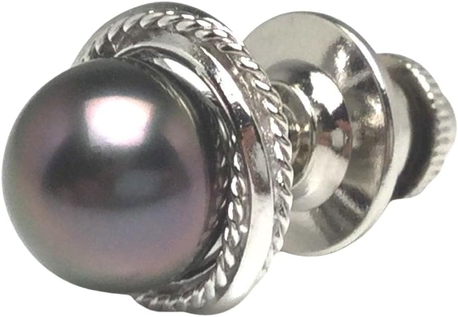Isowa Pearl（伊勢志摩の真珠専門店 イソワパール） 黒蝶真珠 ネクタイピン 8.8mm ディープグリーン シルバー 695