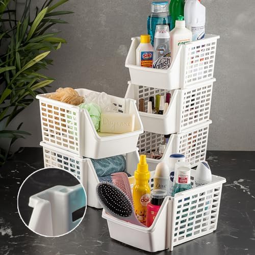 Meleni Home 6 Adet Üst Üste Eklenebilir Çok Amaçlı Banyo Mutfak Rafı - Kiler Dolap İçi Düzenleyici Organizer - Görsel 1