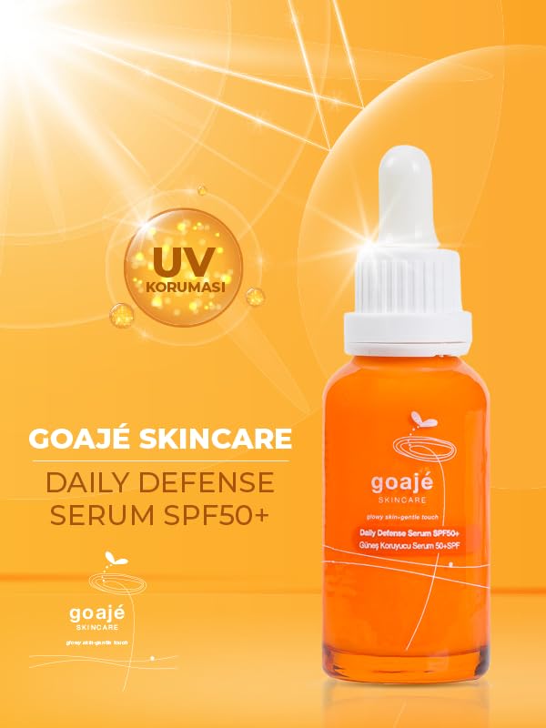 Goaje SKINCARE Yüz Güneş Serumu 50+ Faktör Leke Karşıtı ve Beyaz İz Bırakmayan Nemlendirici Güneş Koruyucu Tüm Cilt Tipleri 30 ml