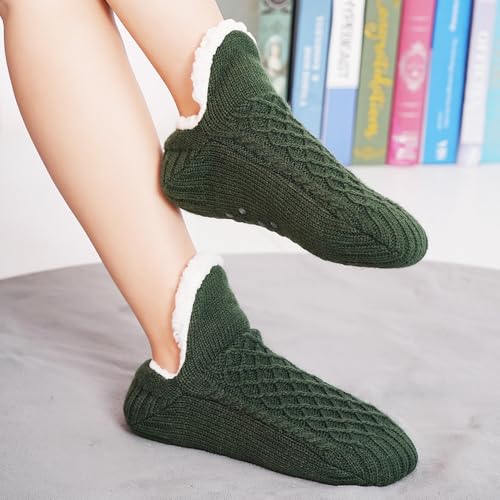 Image of Non slip floor socks Fuzzy Curly Fur Memory Foam Loafer Thick velvet slippers, autumn and winter warm home floor anti slip foot protection covers,