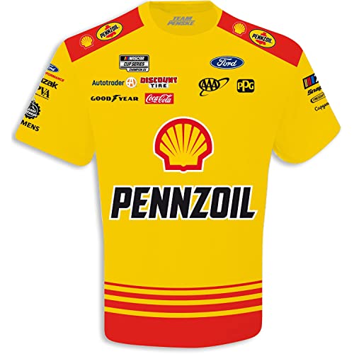 Checkered Flag Sports Joey Logano 2023 Shell Pennzoil Sublimated Uniform Pit Crew T-Shirt (As1, Alpha, X_L, Regular, Regular) Yellow #TOP25