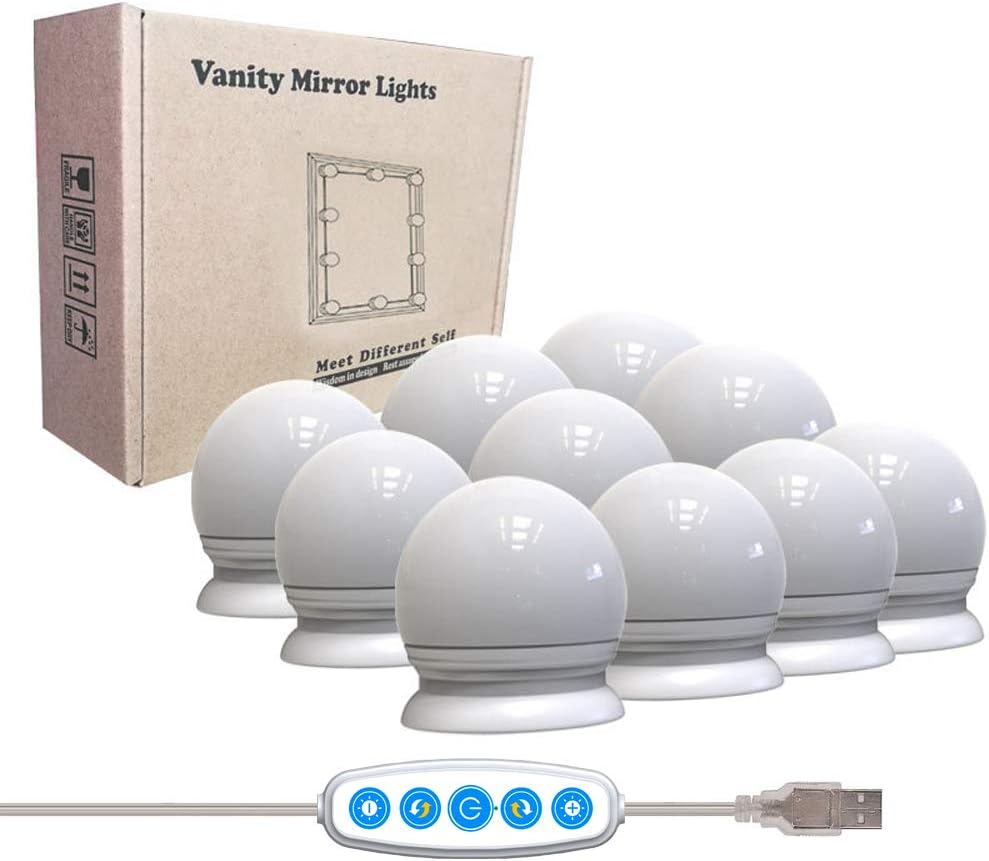 LED Mirror Vanity Lights Kit, Assemer 11 ft Makeup Light with Dimmable 5 Color and Brightness Fixture Lighting Strip for for Dressing Table Bathroom Mirror,USB Powered