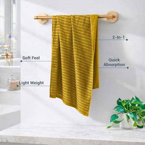 Image of Welspun 100% Cotton Towels for Bath | Towels for Bath Large Size | Bath Towel - Soft & Absorbent | 450 GSM | 1 Piece Bath Towel for Men /Women | 70 cms x 150 cms - Yellow