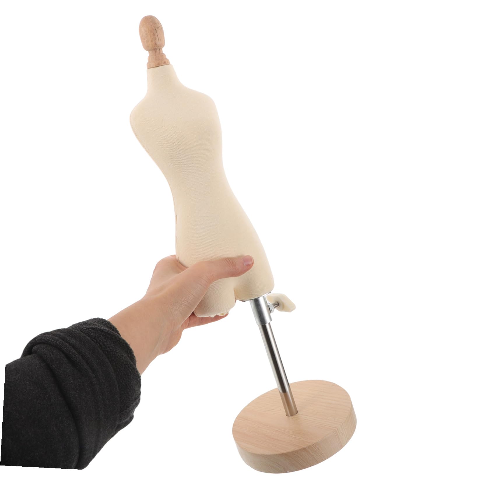 Maniquí de Costura Femenino Mini 1/4 Escala Soporte de Madera Natural para Proyectos de Confección y Manualidades, Modelo Realista para Diseño y Ajuste de Vestidos