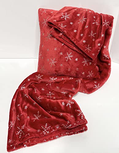 Lady Sandra Home Fashions Snowflake Holiday Throw Blanket And Pillow Set #TOP1