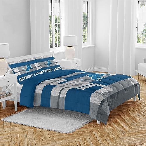 Pegasus Home Fashions Detroit Lions Heathered Stripe 3-Piece Full/Queen Bed Set