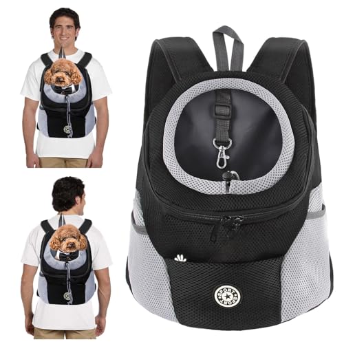 PETCUTE Sac à Dos de Transport pour Chiens,Respirant,Réglable Sac à Dos pour Chien et Chat avec Fond étanche,Bandoulière Rembourrée,Sacs de Transport pour Animaux de Voyage,Crochet de Sécurité