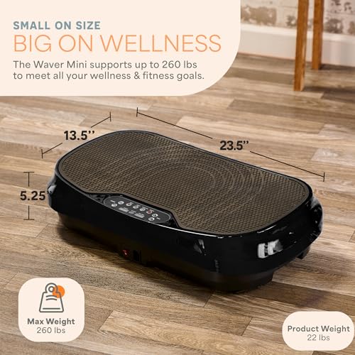 Image of Lifepro Waver Mini Vibration Plate Exercise Machine with Remote & Bands - Compact Whole Body Vibrating Plate for Lymphatic Drainage & Muscle Toning - Shake Machine with 99 Speed Levels & 10 Presets