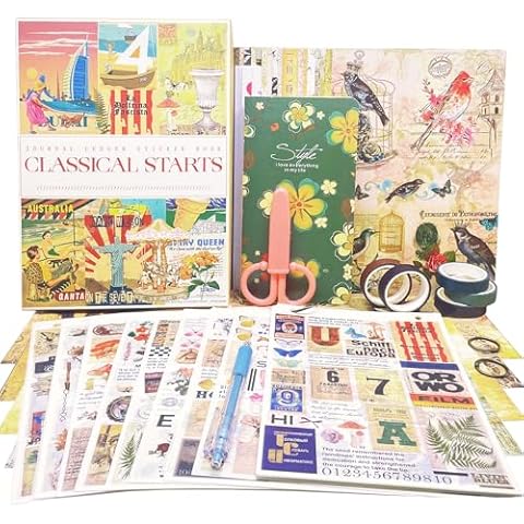 1826 Pcs Vintage Aesthetic Scrapbooking Supplies, Junk Journal Kits with Washi Stickers, Scrapbook Paper, Washi Tape, Notebook - Art Craft Stationery Set for Adult Teen Girl Journaling Starter Cover