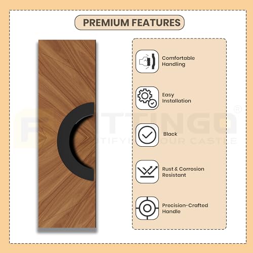 Image of 96mm Black Cabinet Handle 1327 Half Round Shape - Sturdy Zinc Alloy Pull for Modular Kitchen Cabinets, Cupboards, Drawers and Wardrobe Furniture, Sleek Heavy Duty Design - Pack of 4