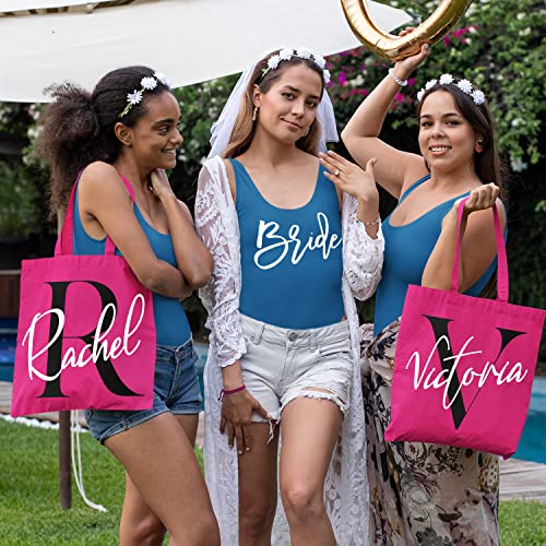 Personalized Vinyl Initial-Name Tote Bags Gifts For Women - 7 Bag Color 18 Text Color - Customized Canvas Totes Bag - Custom Bridesmaid Shoulder Bag Bachelorette Wedding Bridal Shower Birthday Gift C1 #TOP4