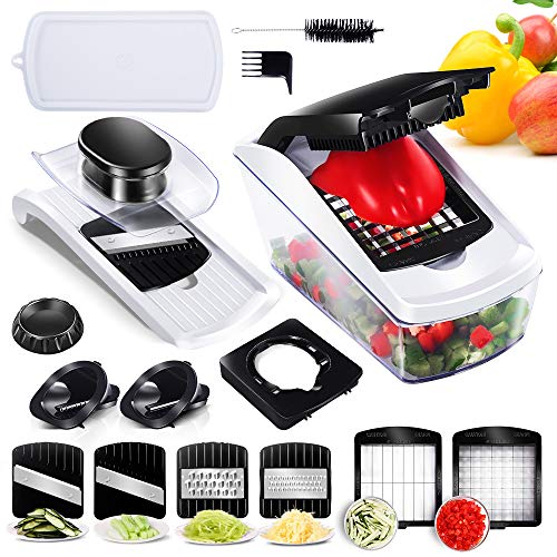 8 in 1 Manual Food Chopper with Container for Vegetable Fruit Multipurpose Mandoline