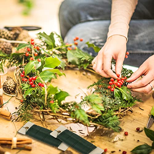 paxcoo flexible 110 yards green floral paddle wire - christmas wreath craft wire with wire cutter 22 gauge