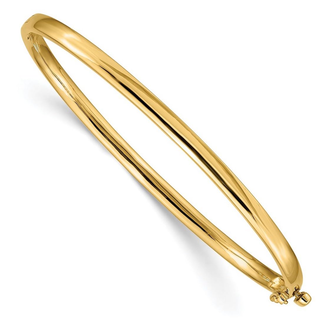 JewelryWeb 14k Yellow Gold Safety clasp 3 6mm Polished Solid Hinged Bangle Bracelet Cuff Bracelet for Women