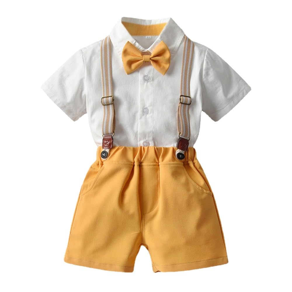 Volunboy Baby Boy Summer Beach Formal Wedding Gentleman Dress Clothes | toddler ring bearer guest dressy clothes, birthday photoshoot suspenders