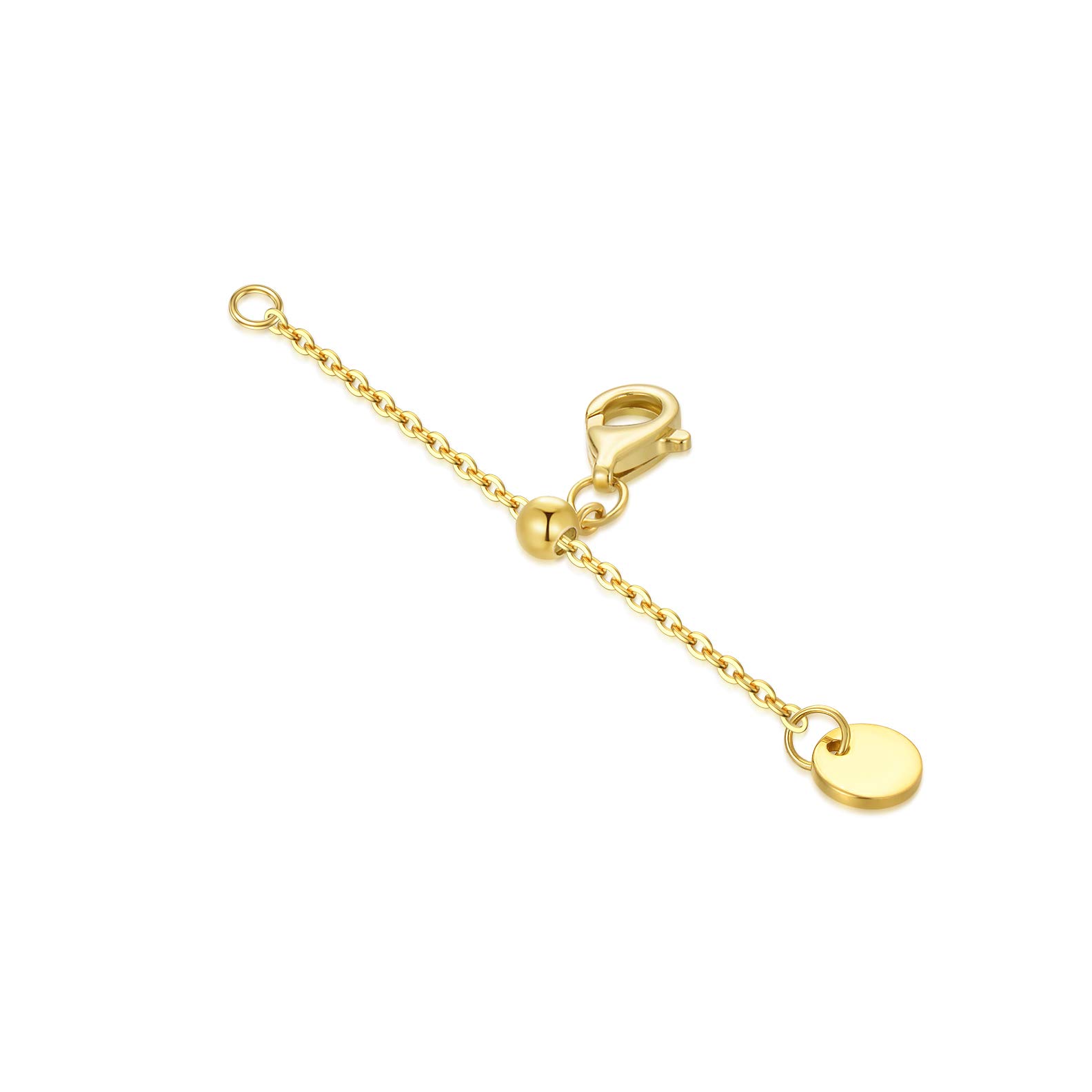 10k Solid Gold Necklace Extender Chain 1"/1.5"/2"/2.5"/3"/4", Durable Strong Gold Necklace Extender, Adjustable Extension Chain, Gold Chain Extender for Necklace Bracelet Anklet, Gold, No Gemstone,