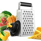 Zestkit Box Cheese Grater Stainless Steel with Silicone Hand Guard Set for Parmesan, Ginger, Vegetable (4 Sided)