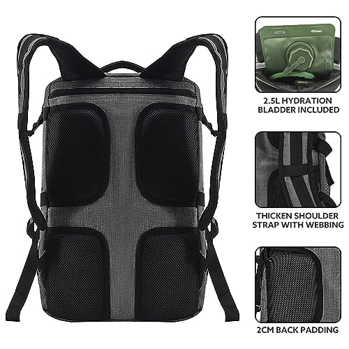 519 Fitness [Tactical All-Around] Modular Meal Prep Backpack - Stealth Grey - Fits 17" Laptop - Removable Meal Part, Hydration Bladder, 3 Containers, 2 Ice Packs & US Flag Patch