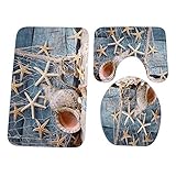 Heheja Mode Badgarnitur Badematten Set 3 teilig Badvorleger Badteppich WC Vorleger Badematte Duschvorleger (Stil 20)