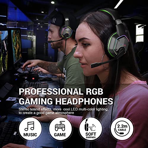 EKSA E1000 Gaming Headset, Computer Headphones with Noise Canceling Mic & RGB Light, Compatible with PC, PS4, PS5, Laptop by EKSA - Image 8