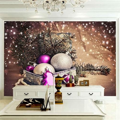 XLMING Simple Planta Tridimensional Púrpura Bola Colgante 3D Papel Pintado Lujo Casa Sala Decoración Estar Comedor Sofá Dormitorio TV Fondo de Pared-300cm×210cm
