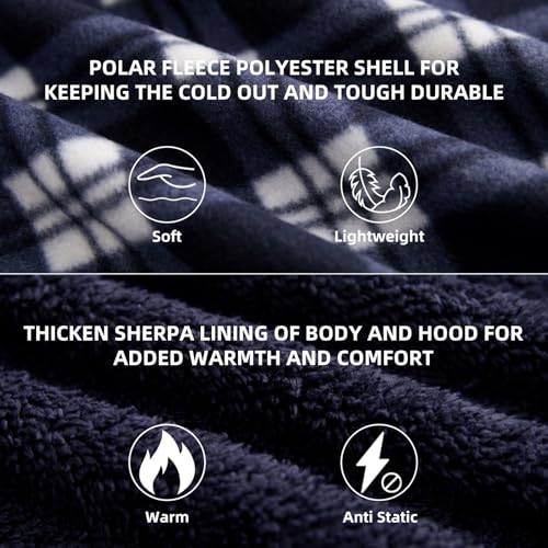 Image of LeeHanTon Mens Flannel Jackets Sherpa Lined Fleece Zip Up Winter Warm Workout Plaid Sweatshirt with Hood