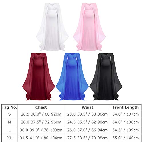 Women Off Shoulder Elegant Fitted Maternity Gown Long Flare Cape Sleeve Cross-Front V Neck Slim Fit Maxi Photography Dress Half Circle Pregnancy Maternity Dress For Baby Shower Photoshoot Wine Red Xl #TOP5