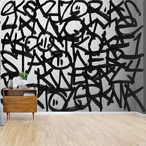 Wall Mural abstract graffiti gibberish on texture black and whites and pictures Peel and Stick Wallpaper Self Adhesive Wallpaper Large Wall Sticker Removable Vinyl Film Roll Shelf Paper Home Decor