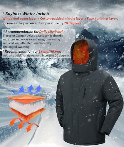 Image of Mens Winter Snow Jacket Waterproof Ski Jackets Snowboard Rain Warm Coat Insulated Hood Fleece Lined