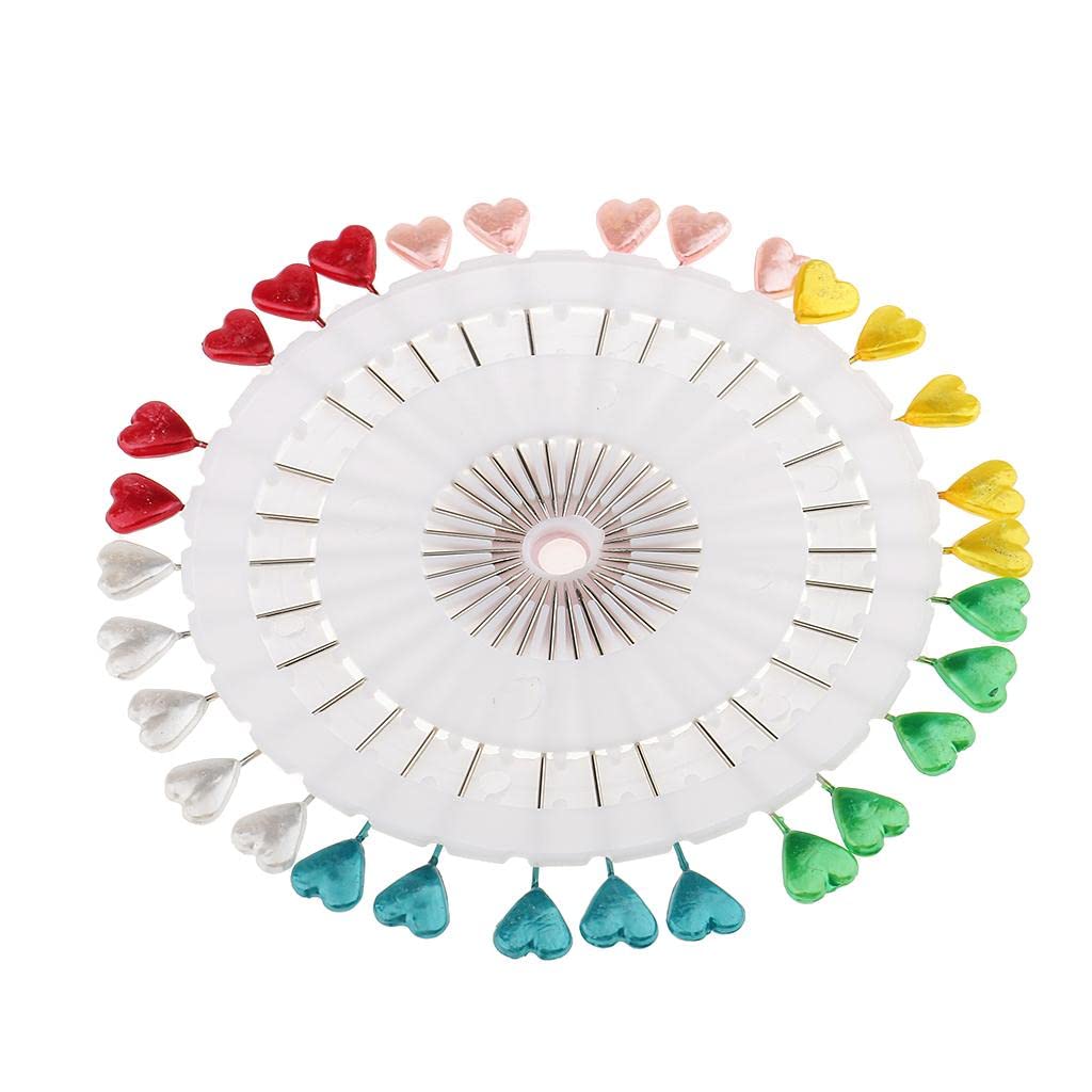Fancyes 30 X Colorful Sewing Pins Stainless Steel Scarf Pins Sewing, Heart