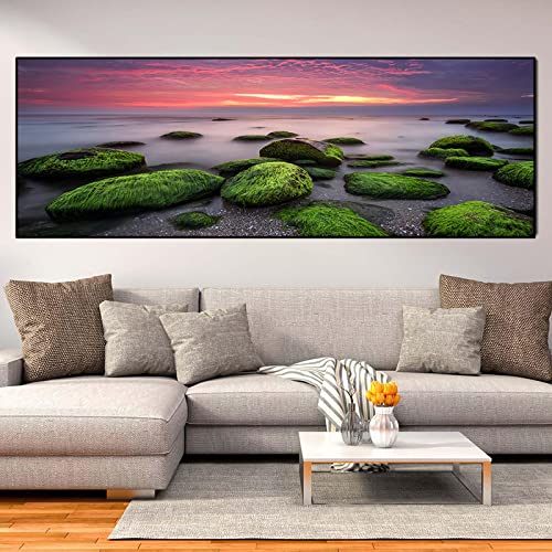 Toile paysage mer lever du soleil dsdsgog 45x130cm sans cadre pour decoration murale salon