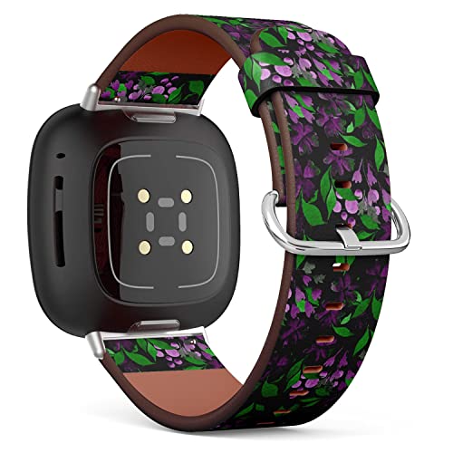 CJBROES Replacement Leather Watch Band, Compatible with Fitbit Versa 3 and Fitbit Sense of Wristband Bracelet Accessory - Watercolor Simple