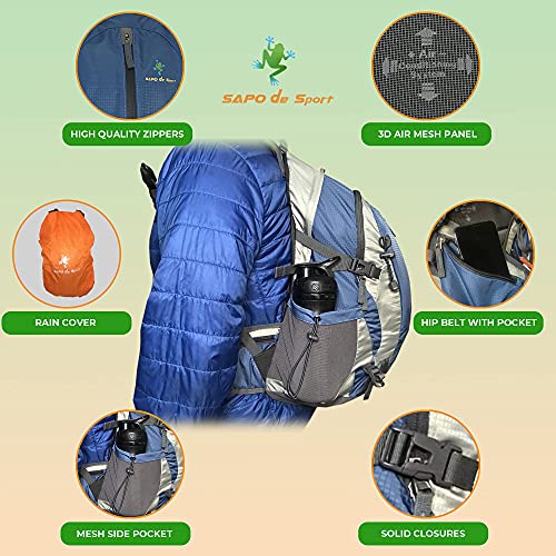 Sapo De Sport 35L Hiking Backpack With Ventilated Internal Frame, Weather Resistant Rain Cover, Camping Trekking (Green) #TOP5