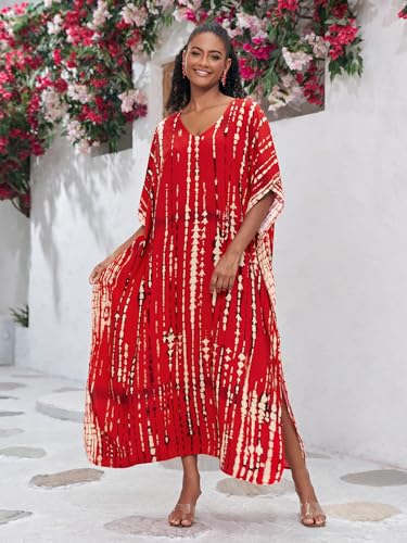 Image of Kaftan Dresses for Women Plus Size Bathing Suit Cover up Caftan Maxi Beach Dresses