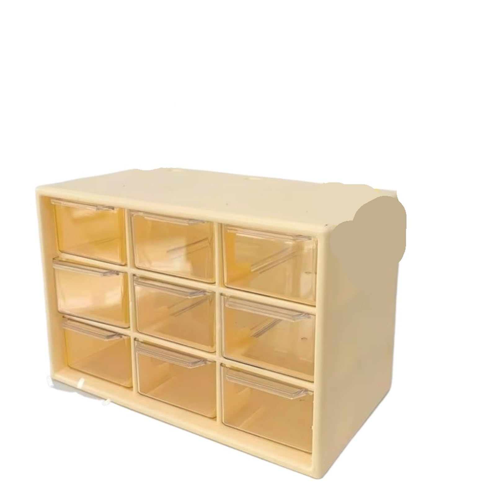 GMGQJST Compartment Storage Boxes Dustproof Desktop Drawer Organizer 9 Grids Transparent Storage Box PVC Small Drawer Drawer Organizer Box For Jewelry Cosmetics(Yellow)