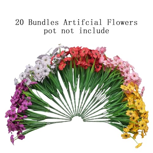 Image of 20 Bundles Artificial Flowers for Outdoor Spring Summer Decor - UV-Resistant Realistic Silk Daisy for Home Patio Garden Backyard Front Porch Decoration