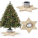 COIL Christbaumständer, Ständer mit Wasserspeicher, Rustikaler Ständer, Sockel für echten Baum, Wasserkapazität: 1-1,3 Liter, Stammdurchmesser: 3,5-11 cm, (Silber, Breite 47 cm)