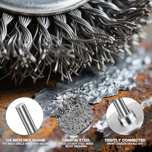 Image of 15PCS Wire Brushes Kit for Drill, Stainless Steel Wire Wheel Brushes Kit for Rotary Tools (1 /4 Inch Mandrel)