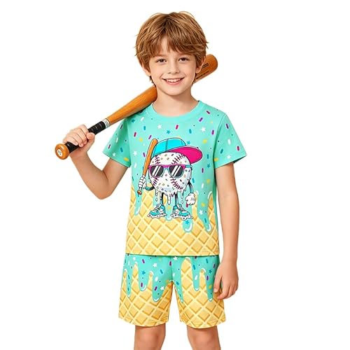 Image of Big Eyes Fish Boys Girls Basketball Ice Cream Drip Shorts Shirt Set Kids 6 7 Basketball Clothing Sets 67 meme Daily Outfits Shorts for 5-12 Years