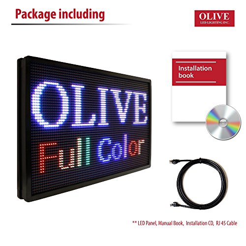 OLIVE LED Sign Full Color P15, 12\"x60\" Programmable Scrolling Outdoor Message Display Signs EMC - Industrial Grade Business Ad Machine.