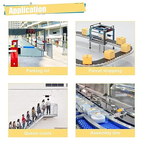 Contatore Digitale a sensore con rilevamento, Display da 3 Pollici, Fino a 999999 conteggi, Raggio di rilevamento 30/70 cm per Nastri trasportatori,