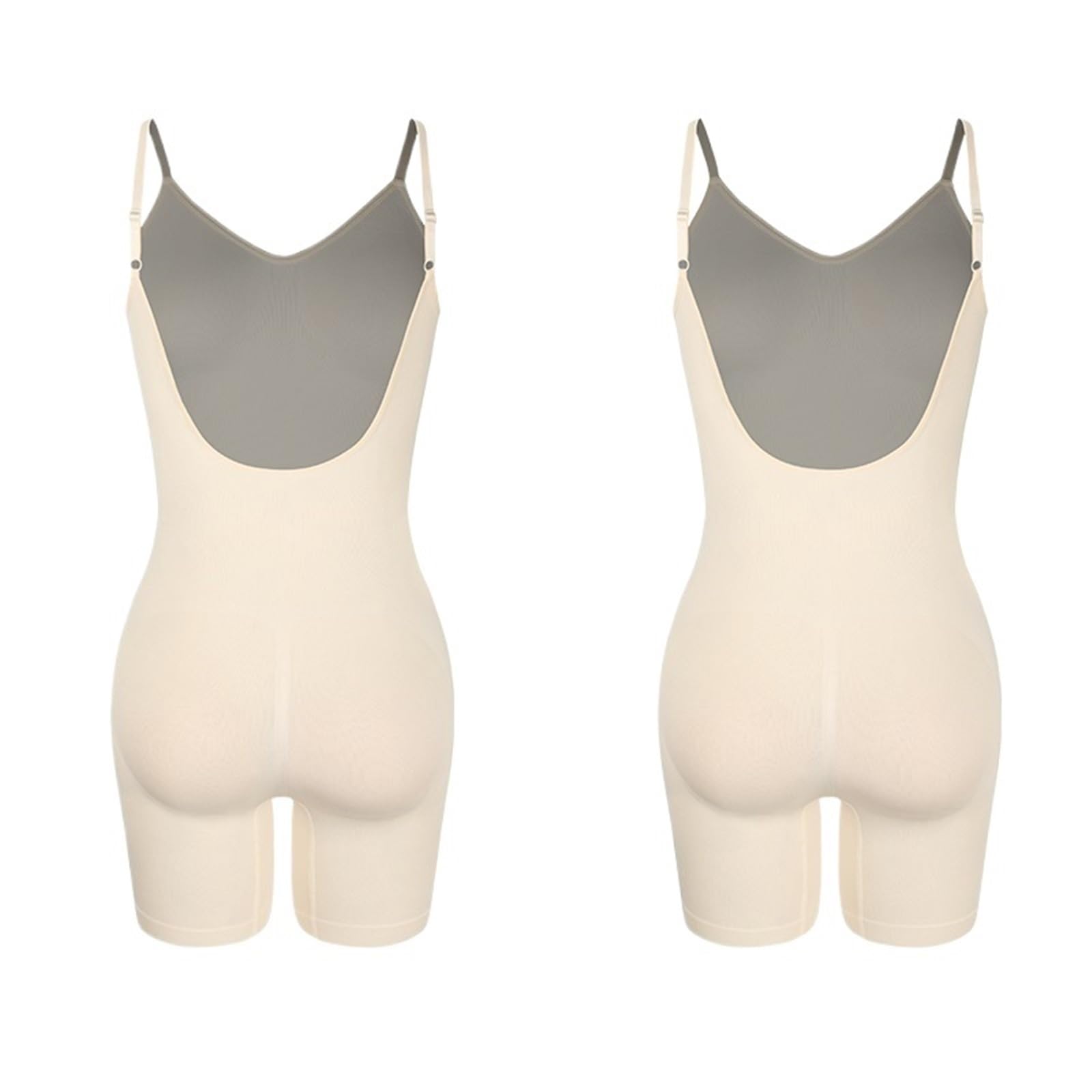 Body Shapewear femmes maille bout à cuisse plus mince corps lisse Shaper dos nu minceur ventre plat Corset Pour sculpter la silhouette(2pcs Beige,M)