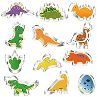 Dinosaur Cookie Cutters Set Small Size Stainless Steel Shaped for Kids Birthday Party Supplies,Footprint,Dinosaur Eggs,different dinosaur shapes.