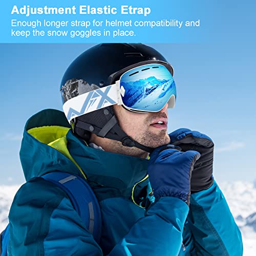 Image of EXP VISION Snowboard Ski Goggles Men Women Youth, Anti Fog OTG Winter Snow Goggles Spherical Detachable Lens (Dream blue)
