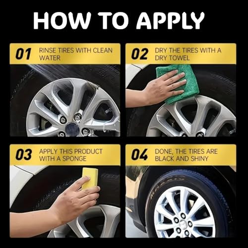 1000ml Silicone Tyre Shine & Trim Dressing Gel Kit, Tyre Black With Applicator & Integrated Pot, Super Gloss Tyre Dressing Formula, Lasts up to 3 weeks, Ultra Wet Look Finish (1 Litre Kit) - Image 6