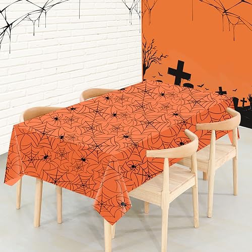 Image of 2 Pack Halloween Plastic Table cloths Christmas Plastic Table Covers Disposable Table Cloths for Christmas BBQ Picnic Parties TableCovers Waterproof TableCloth Oil-Proof White Table Covers 54 x 108 in