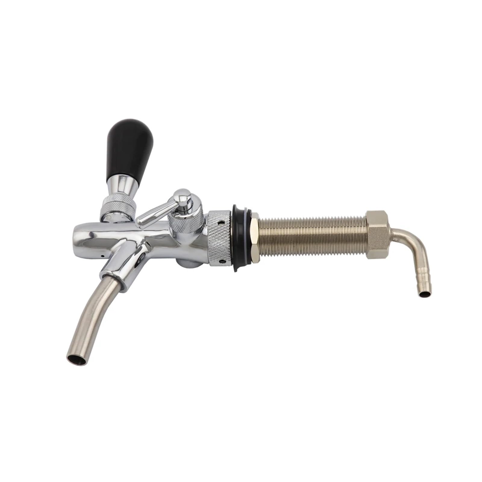 Grifo de cerveza de barril ajustable con control de flujo - Cromado, vástago G5/8(Silver,Long)