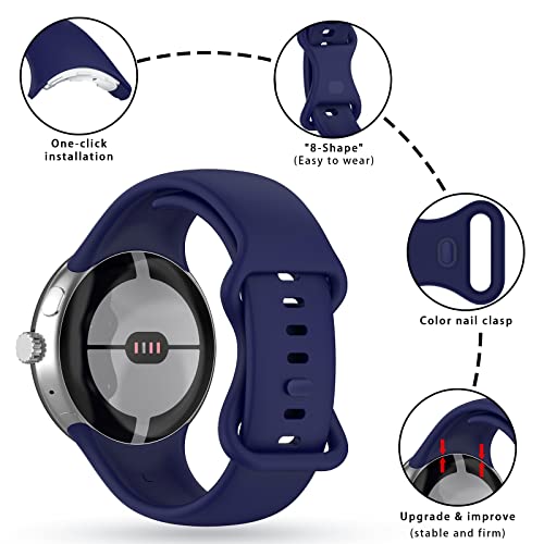 Image of Band Compatible with Google Pixel Watch Soft Silicone Sport Watch Bands Replacement Watch Strap Bracelet for Google Pixel Watch Smartwatch Accessories