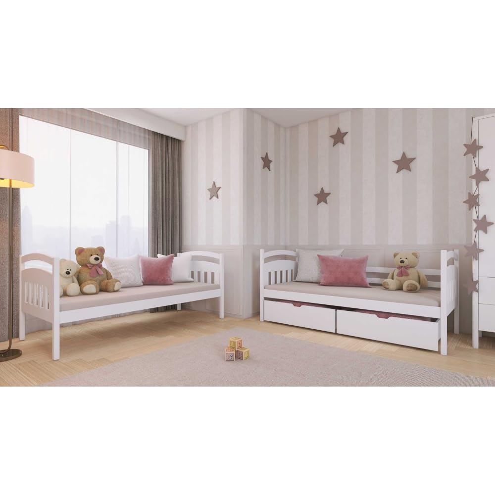 Befara Litera Infantil Kalas 2 en 1 – Divisible con Cajones Inferiores, Madera Maciza Pino, Segura - Blanco - 80 x 180